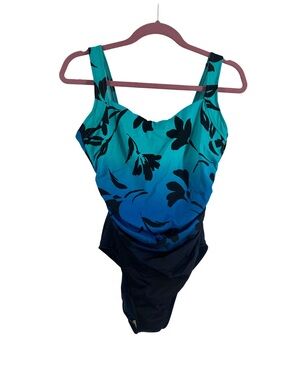 Miraclesuit swimsuit ombré floral Patterned Swimwear flattering slimming sz 14